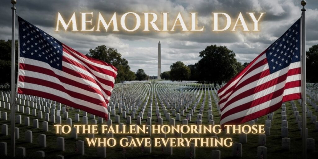 American flag at half-staff honoring fallen U.S. military heroes on Memorial Day