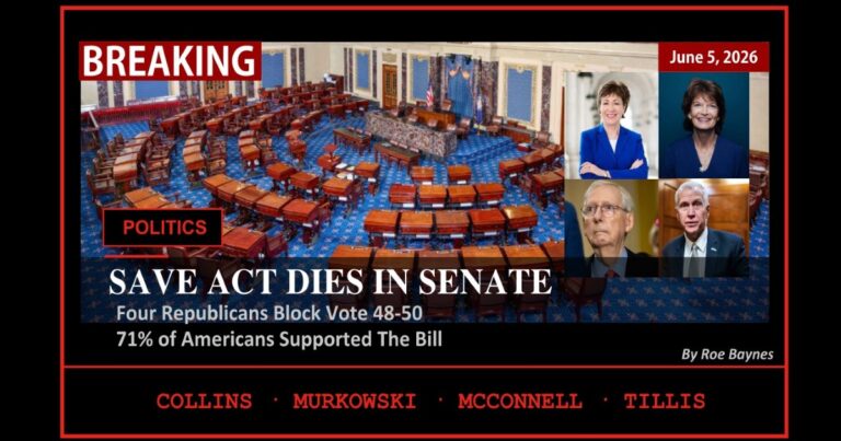 SAVE Act fails Senate 2026 four Republicans Collins Murkowski McConnell Tillis